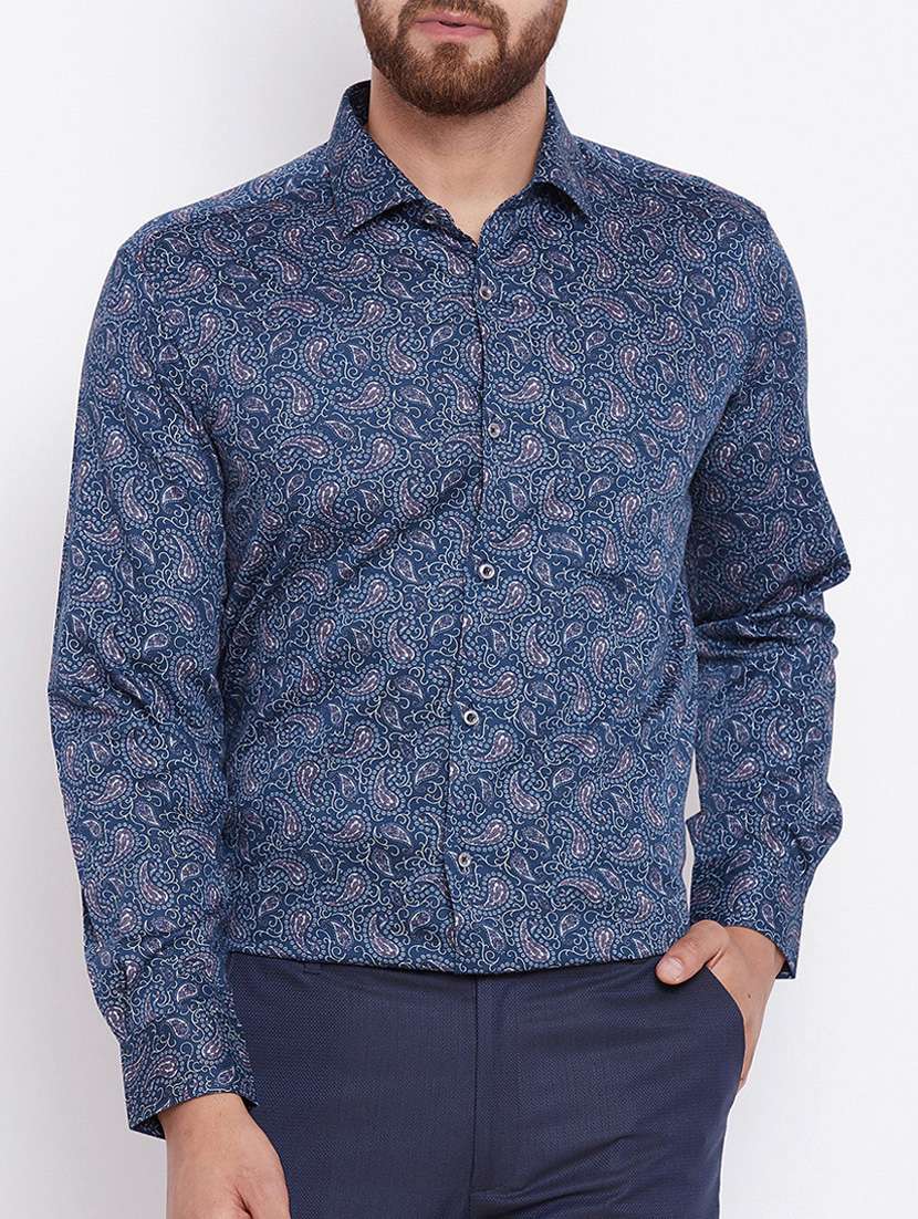 navy blue cotton casual shirt