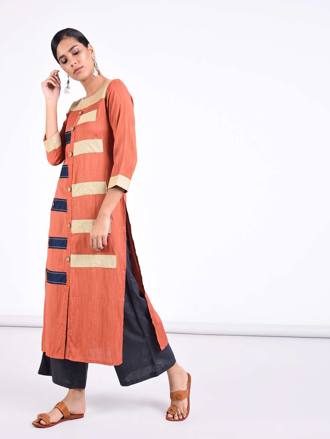 maroon viscose straight kurta