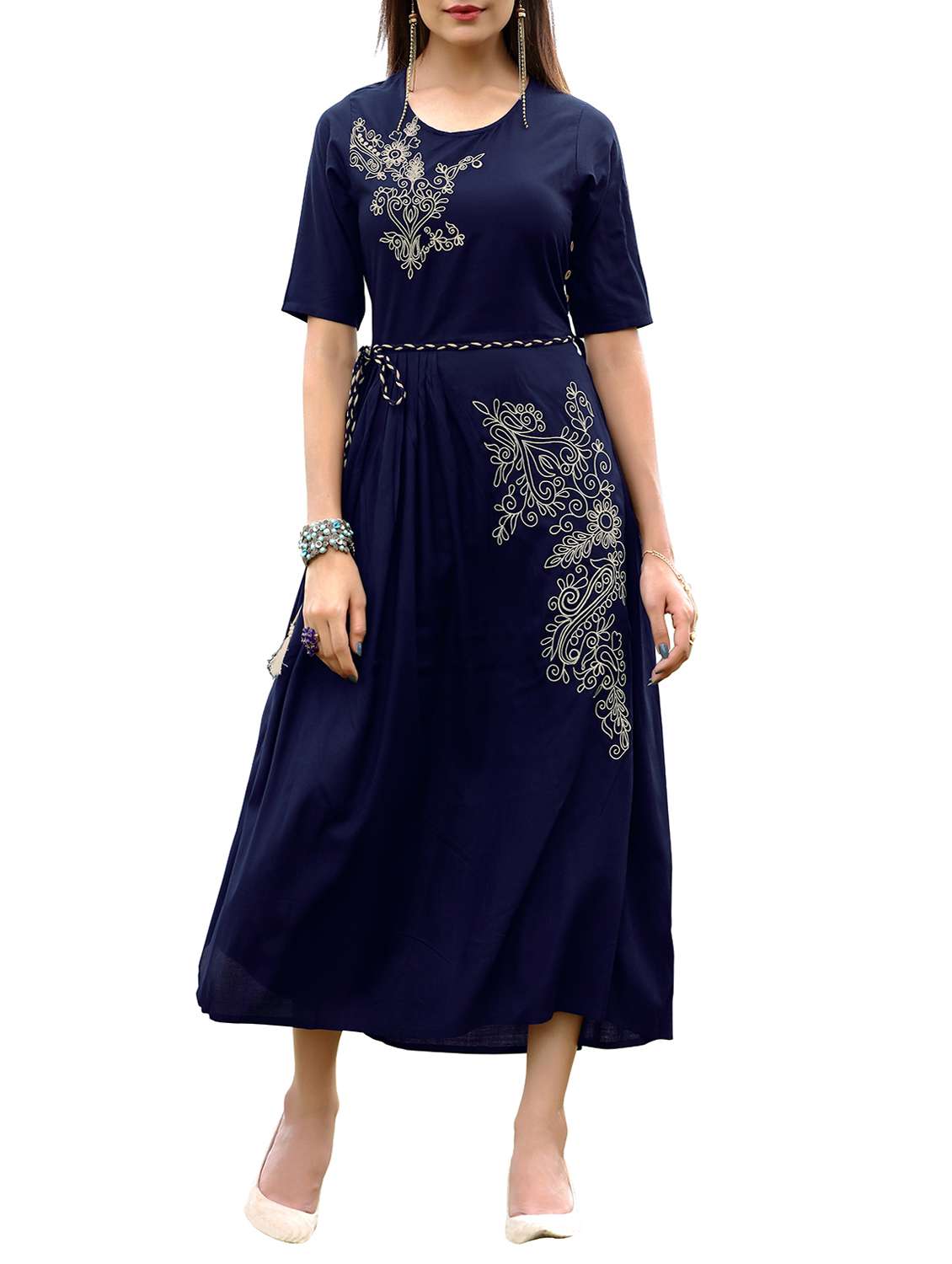 a-line embroidered kurta