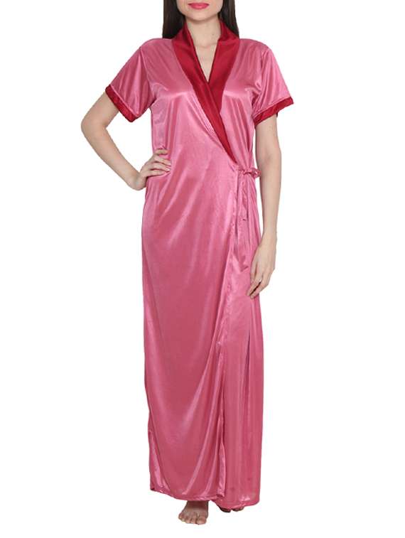 full length solid sleepwear robe