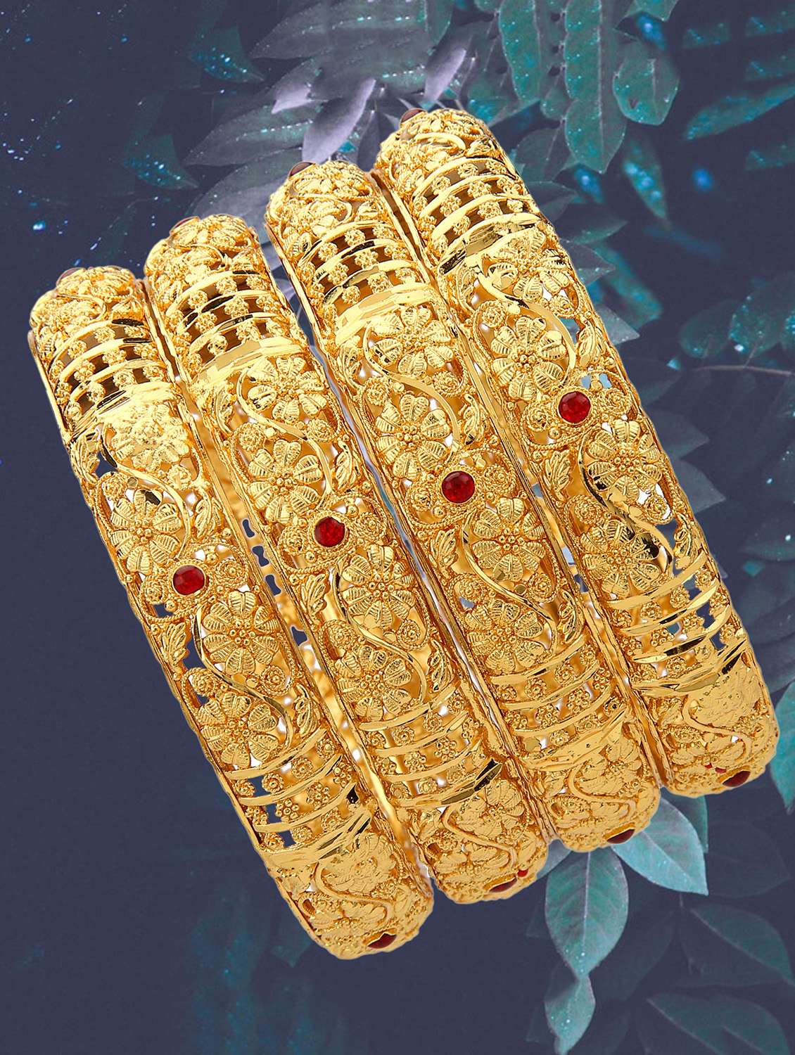red gold tone bangles