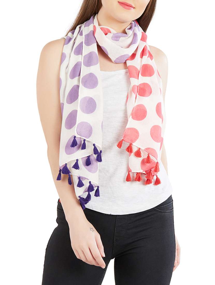 polka dotted tassel detail stole - 15390154 -  Zoom Image - 0