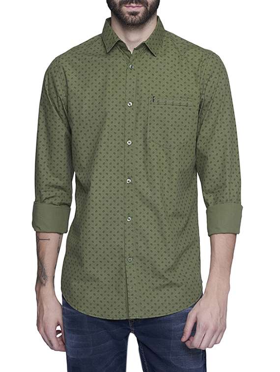 green cotton casual shirt