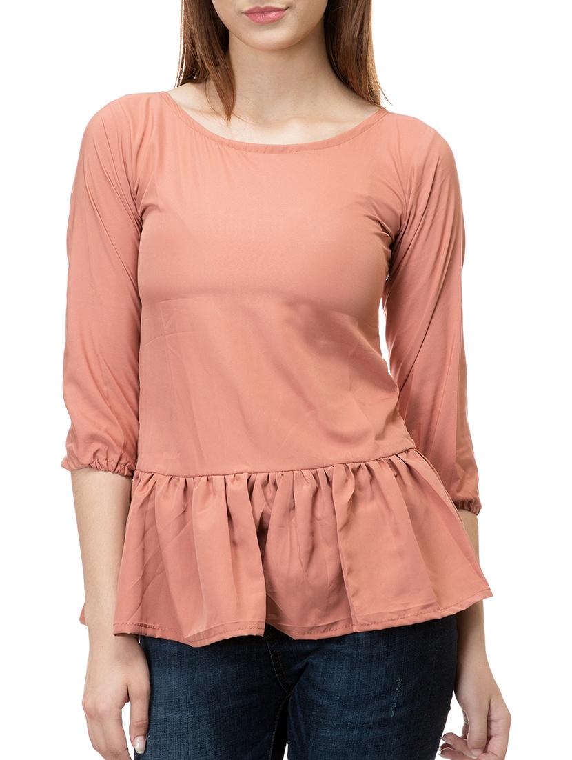women's peplum round neck top - 15392675 - Zoom Image - 0