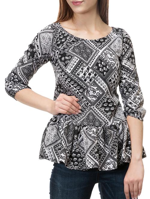 women's tiered round neck top - 15392676 - Standard Image - 0