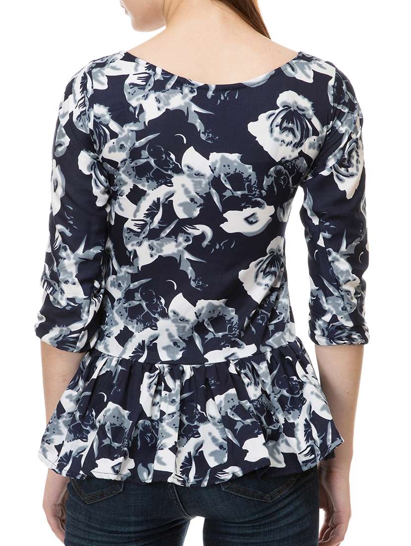 women's peplum round neck top - 15392677 - Standard Image - 2