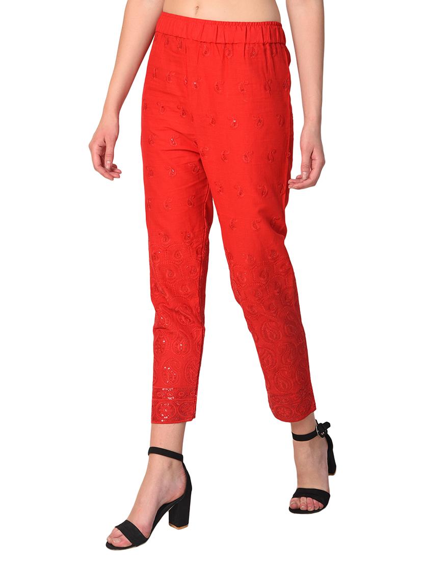 embroidered combo staright pant - 15392937 - Standard Image - 2