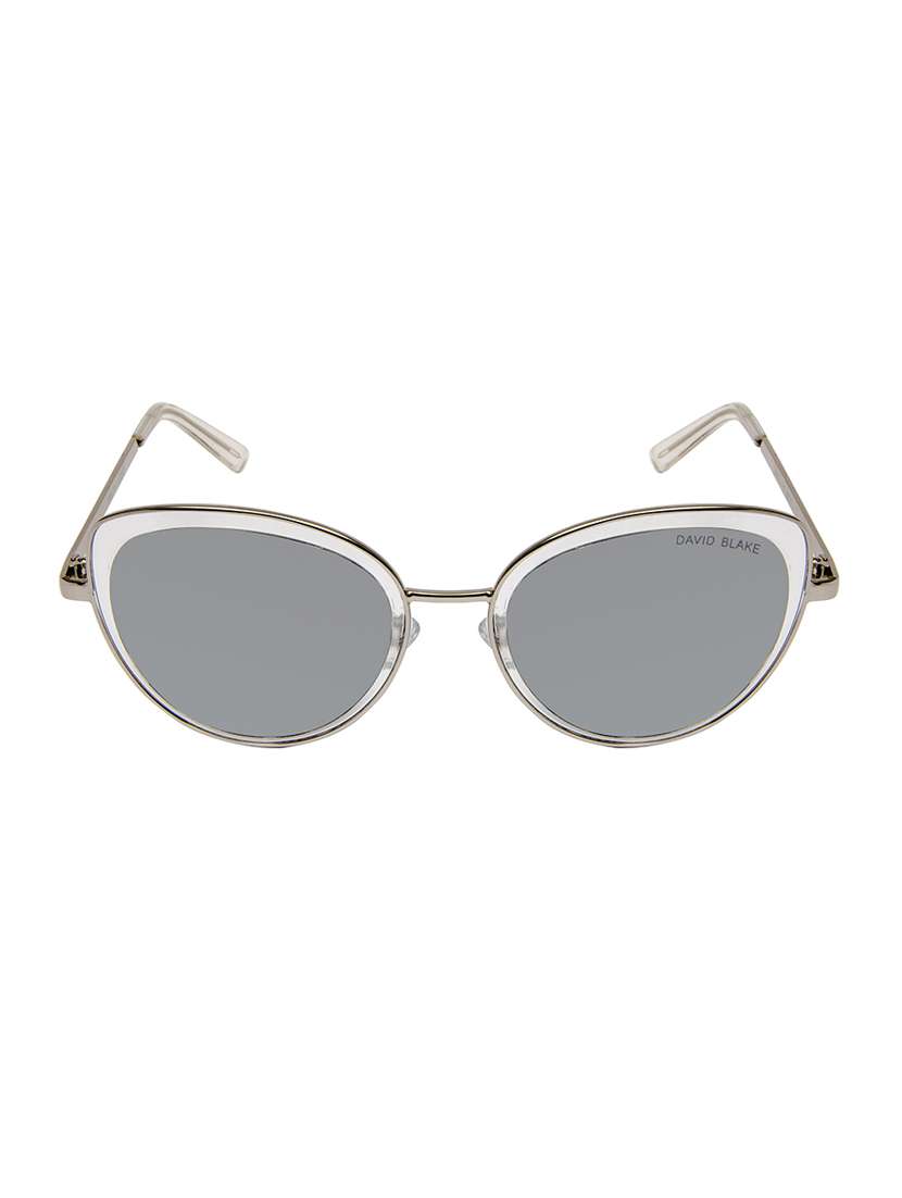 david blake silver cateye uv protected, mirrored sunglass