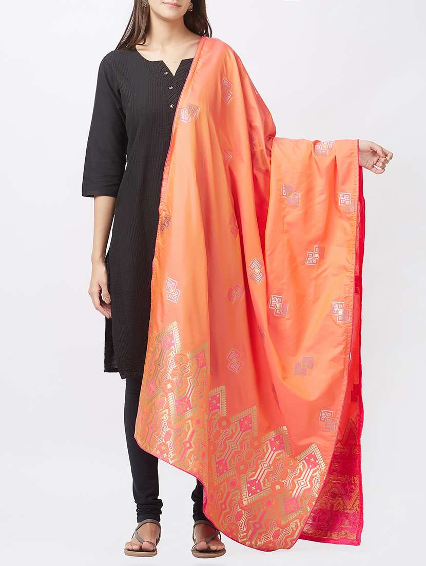 peach silk dupatta
