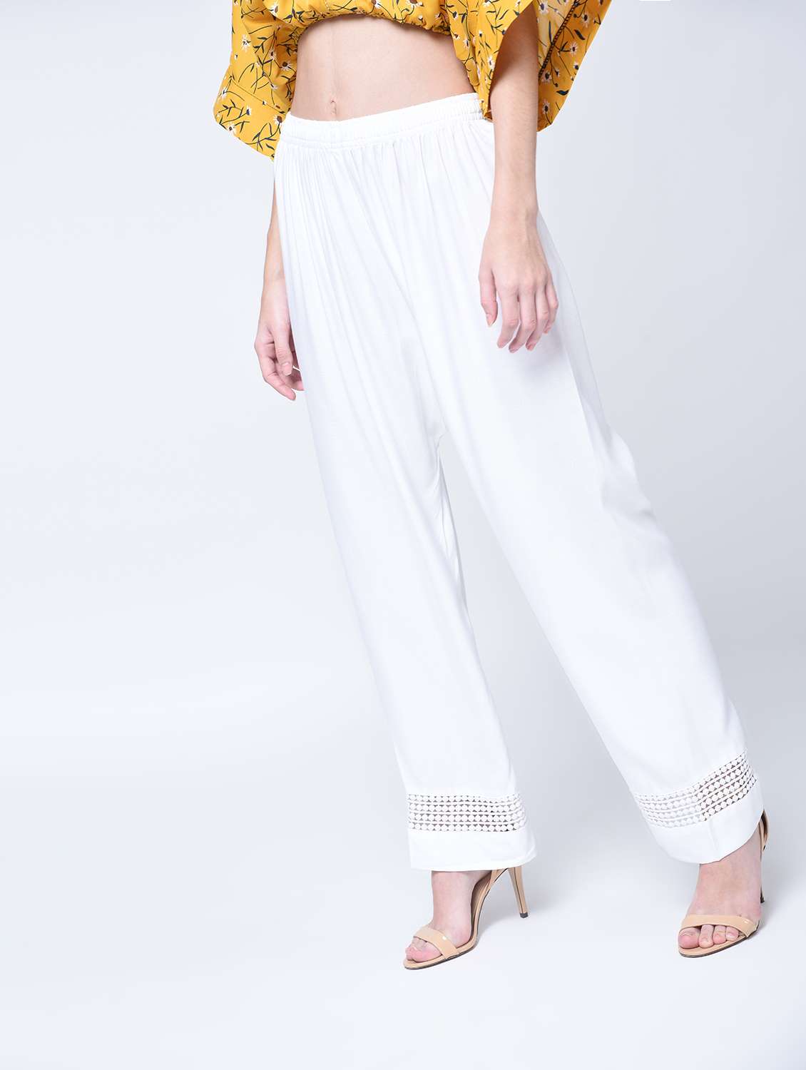 crochet detail straight palazzo