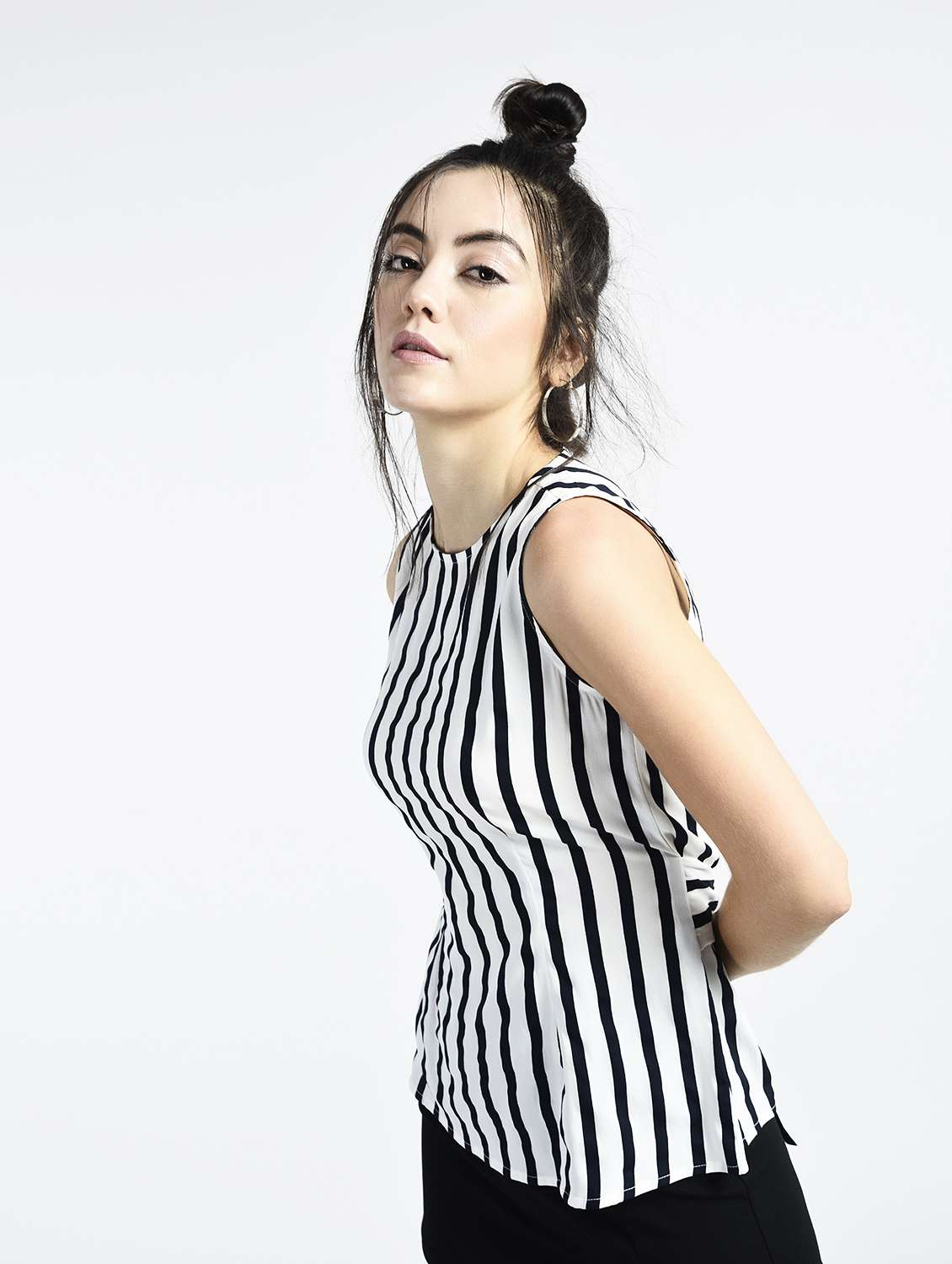 tie-knot back striped top