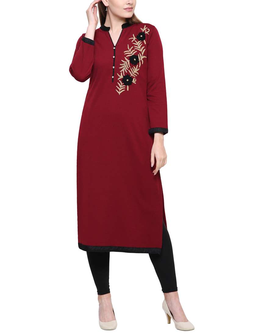 maroon wool woolen kurta