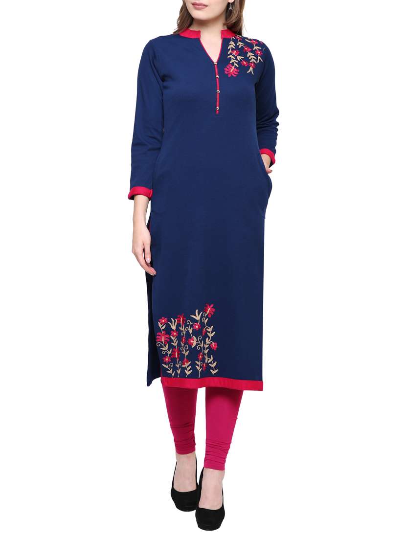 blue wool woolen kurta