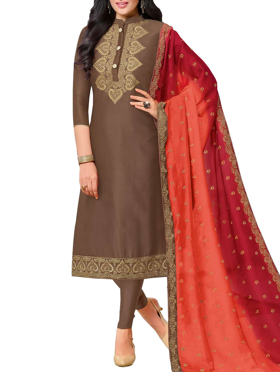 embroidered unstitched churidaar suit