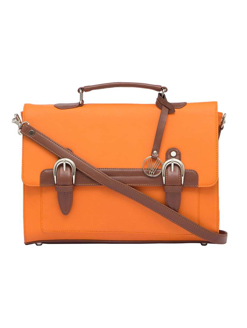 orange leatherette (pu) regular satchel