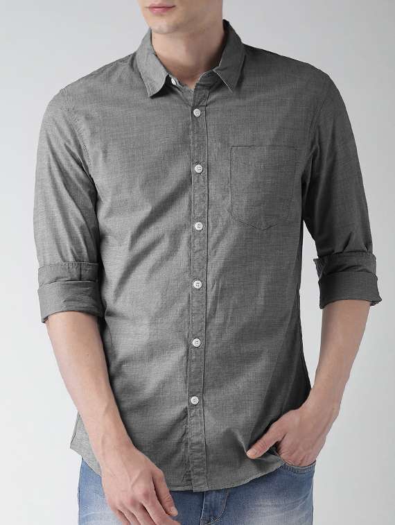grey cotton casual shirt