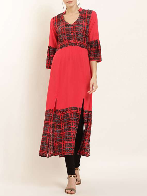 flared slit printed kurta