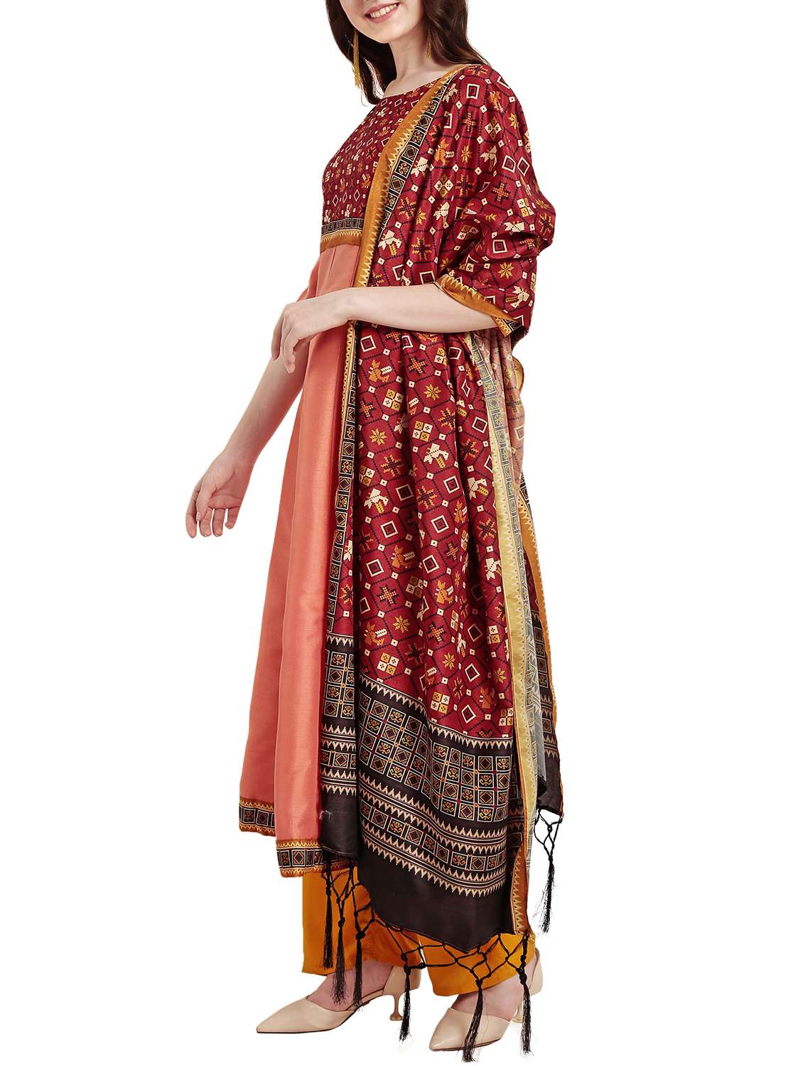 printed dupatta with tassels