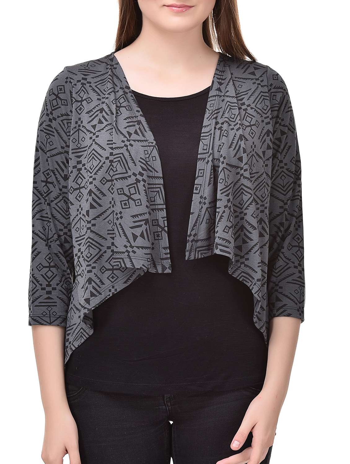 smocking detail asymmetric hem shrug
