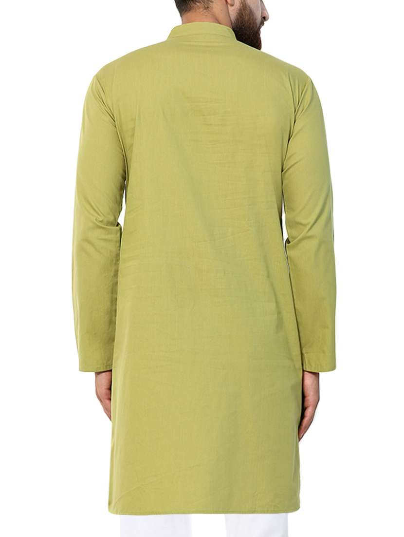 green solid long kurta - 15410440 -  Standard Image - 2