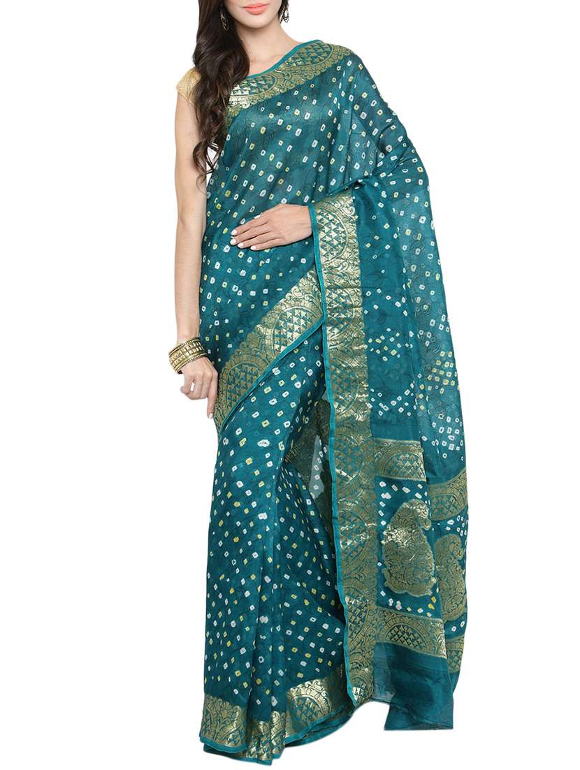 zari border bandhani saree with blouse