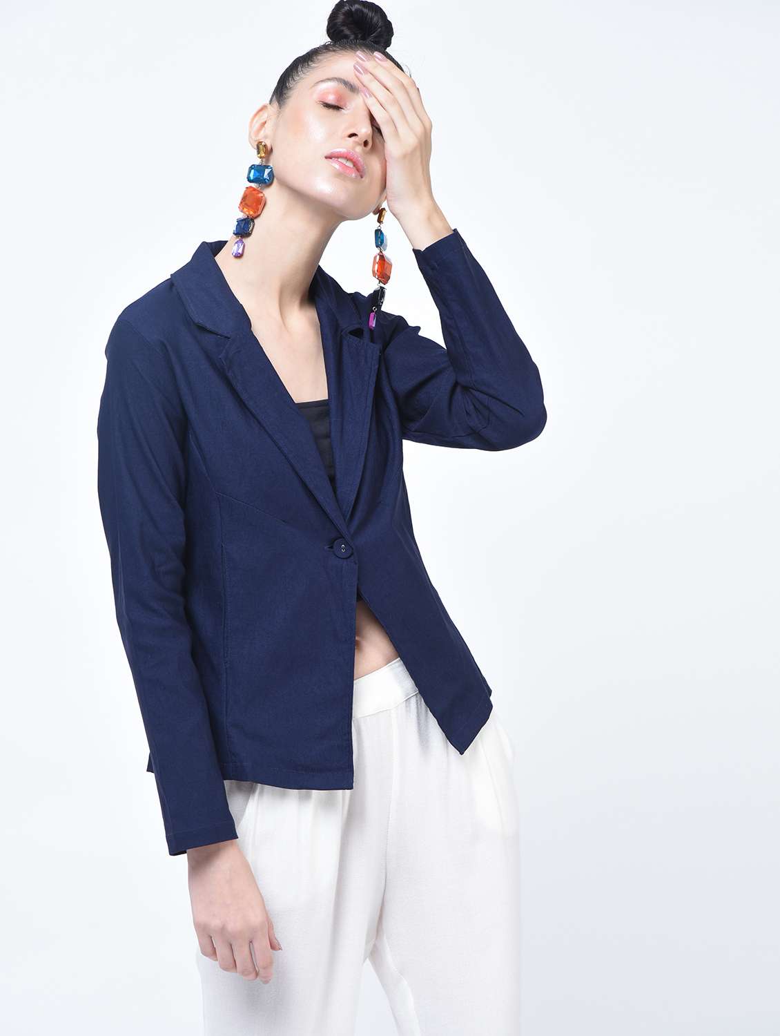 women lapel collar formal blazer