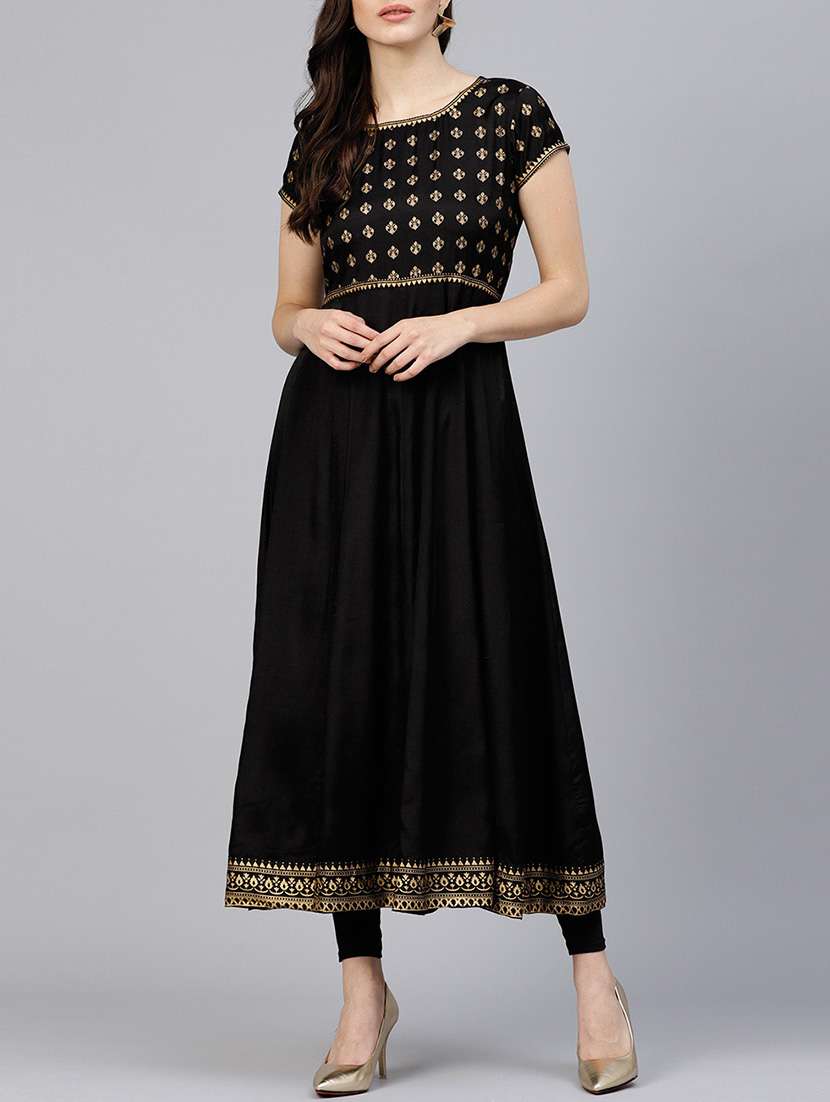anarkali foil printed kurta