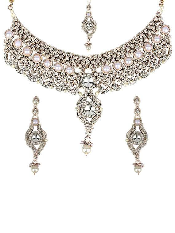 necklace, earrings & maangteeka set