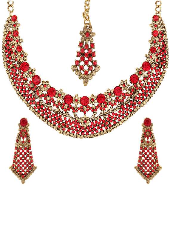 necklace, earrings & maangteeka set