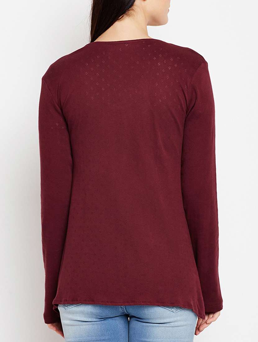 burgundy knitted asymmetric shrug - 15415734 - Standard Image - 2