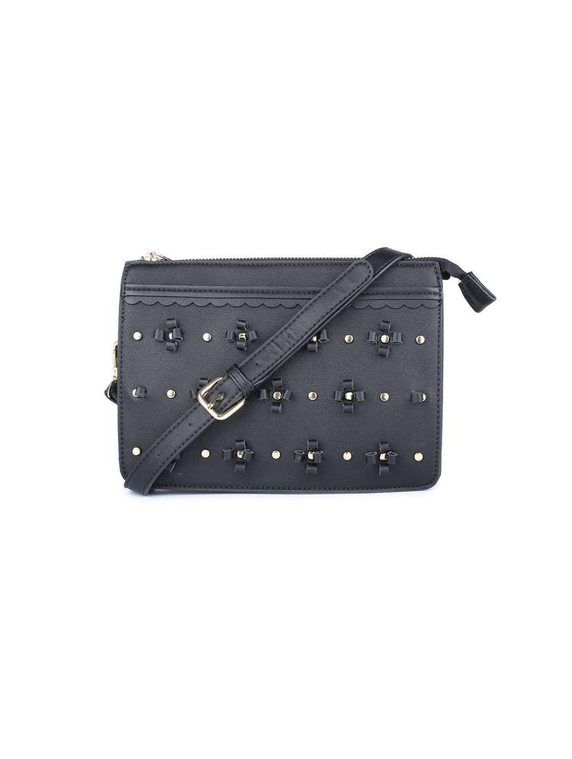 black leatherette (pu) sling bag