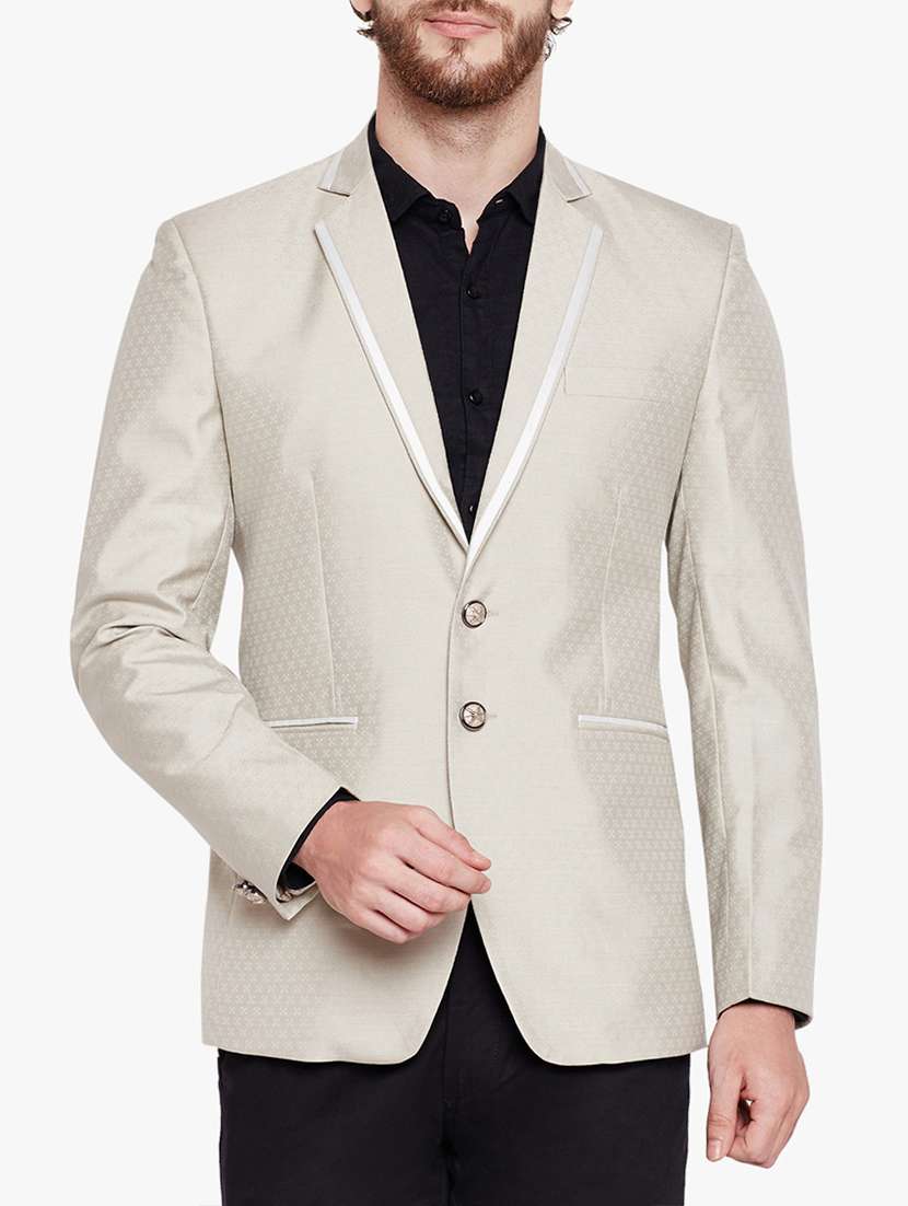 beige cotton casual blazer