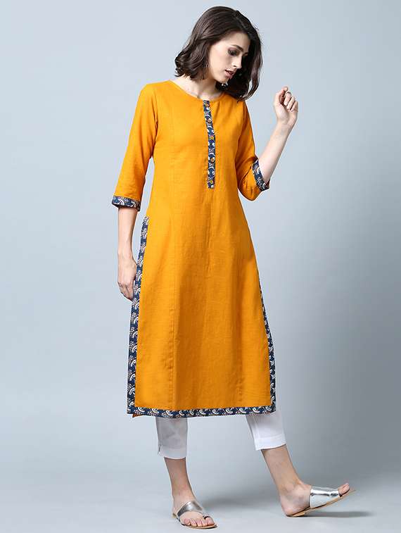 yellow straight kurta