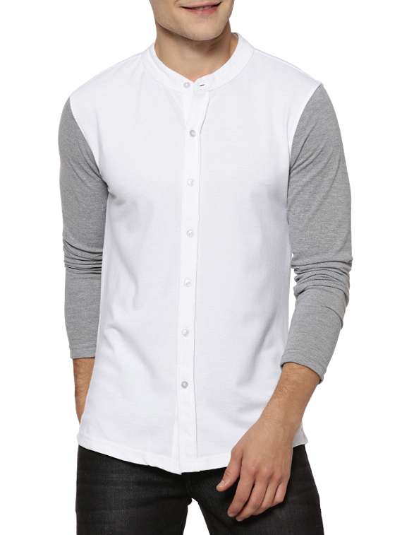 mens color block casual shirt