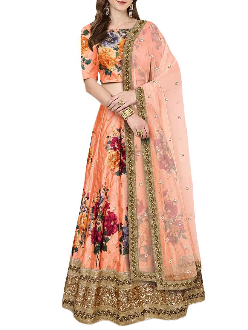 floral printed embellished lehanga