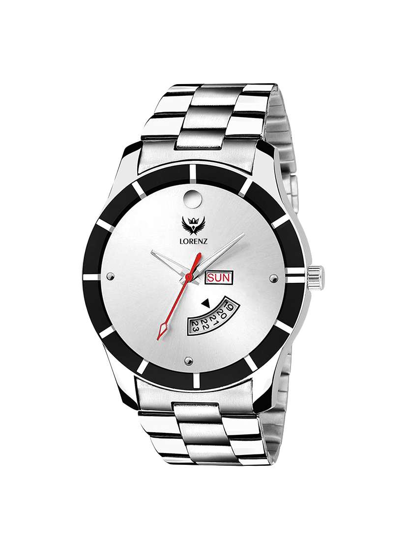 lorenz day & date silver dial men's analog watch- mk-1095a