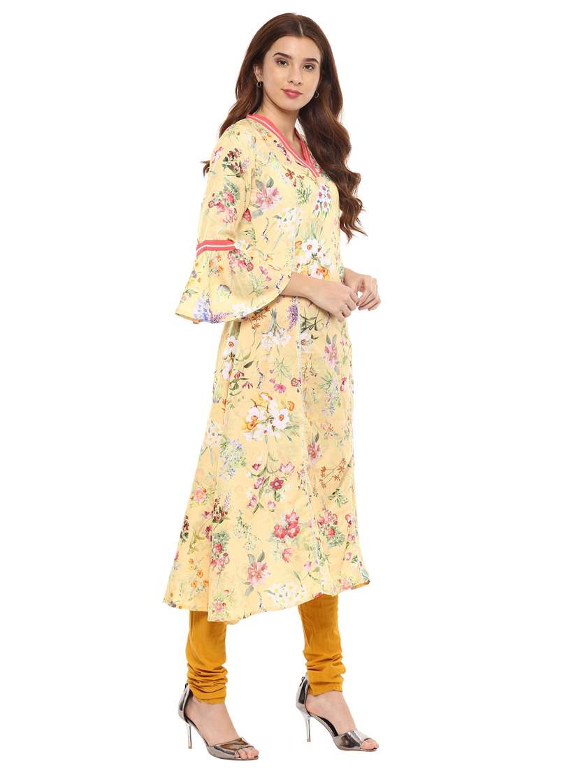 a-line floral kurta - 15425867 -  Standard Image - 2