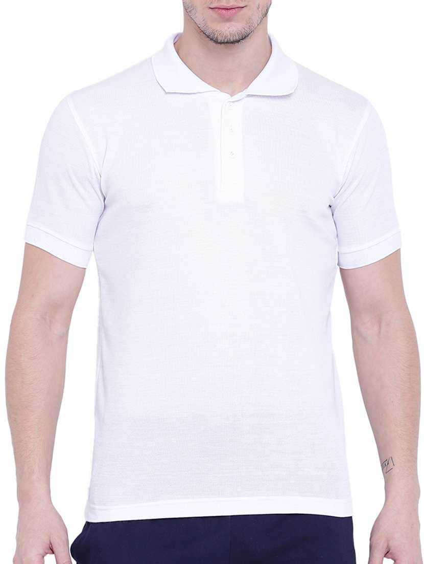 white cotton blend polo t-shirt
