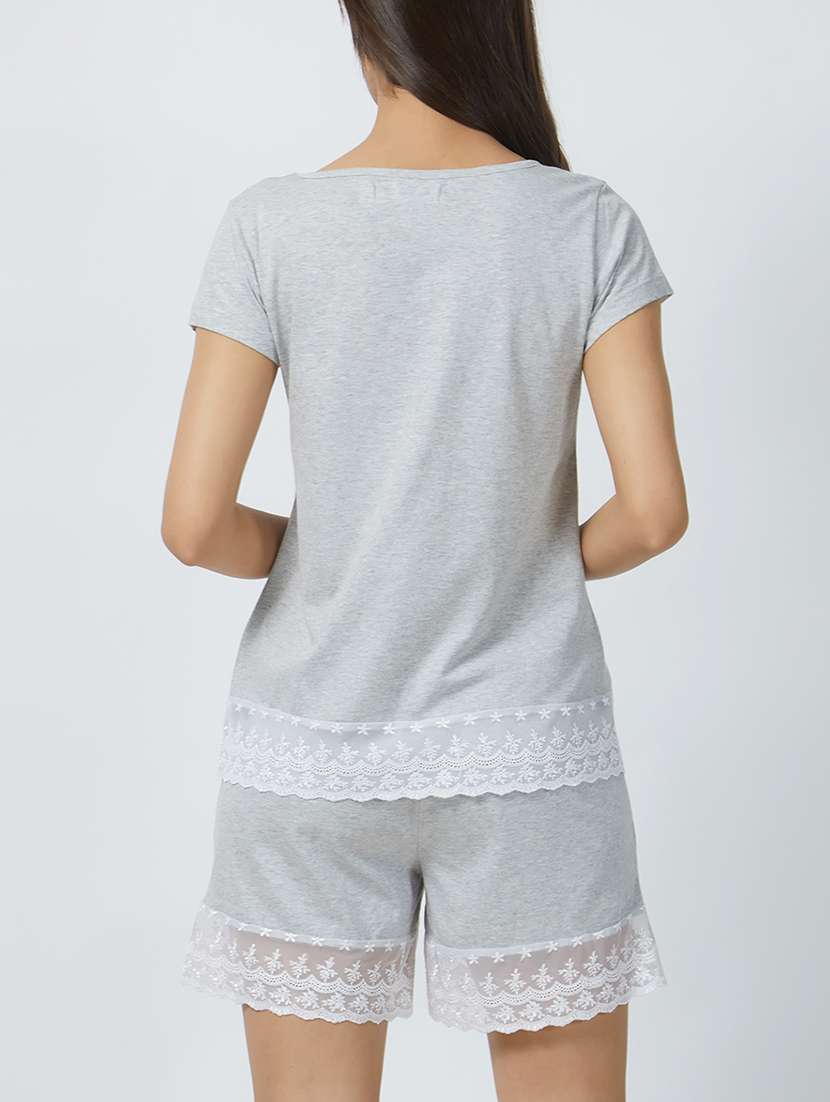 lace trim nightwear shorts set - 15426632 - Standard Image - 2
