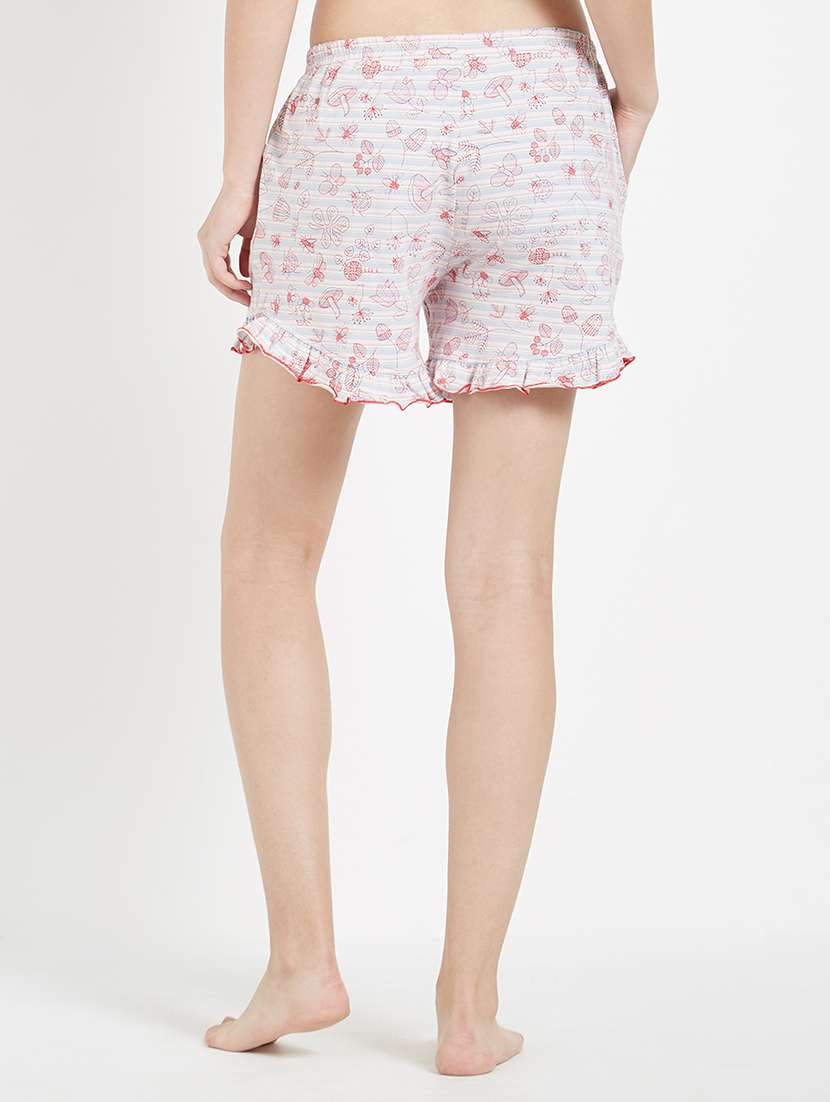 quirky print frilled hem shorts - 15426642 - Standard Image - 2
