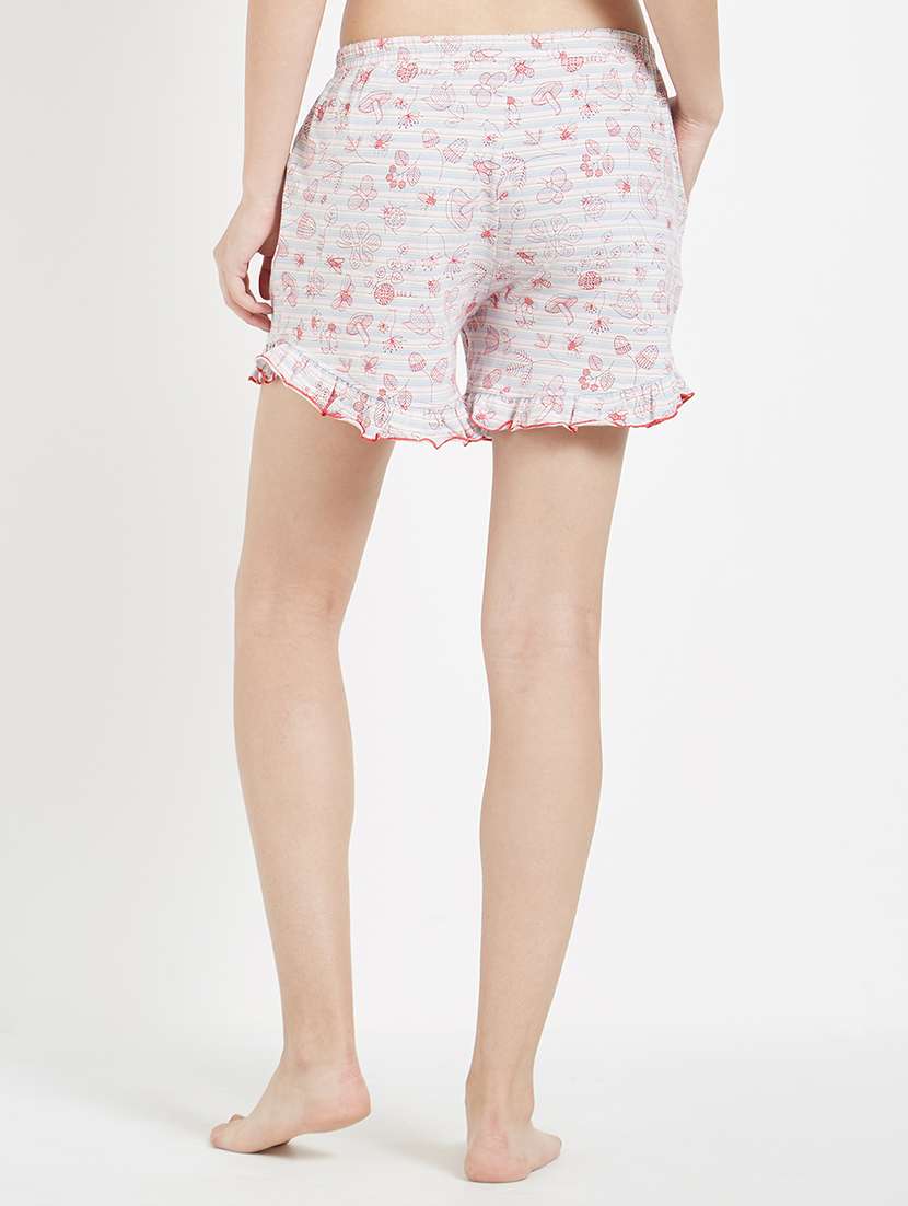 quirky print frilled hem shorts - 15426644 - Standard Image - 2