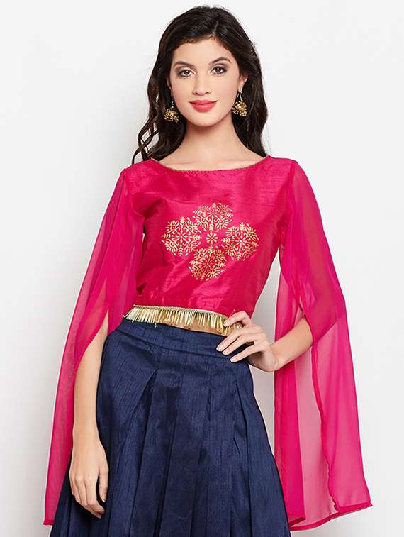 slit sleeved printed blouse