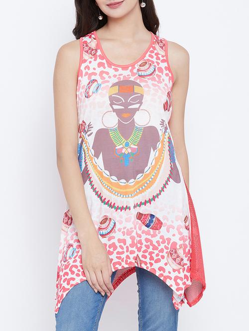 tribal asymmetric sheer back tunic - 15427549 -  Standard Image - 0