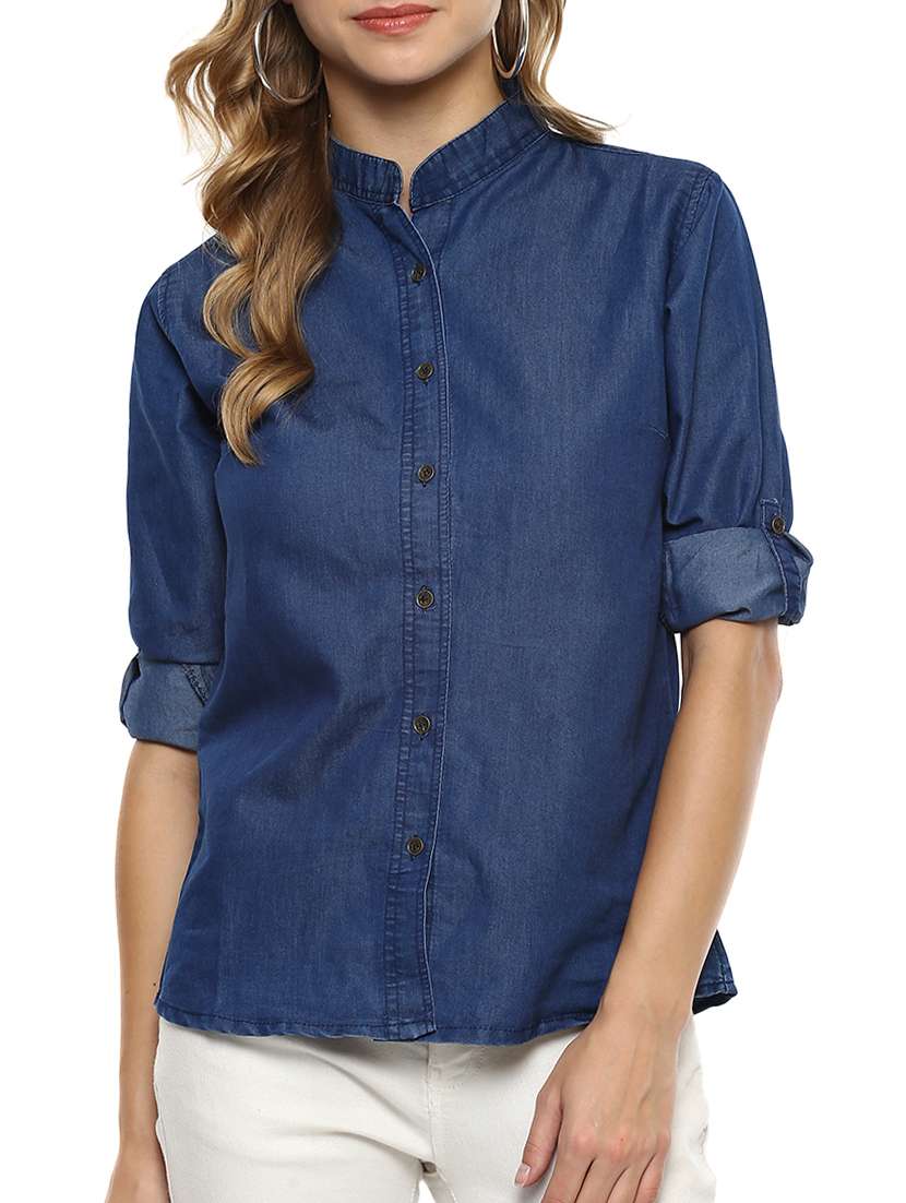roll up sleeve denim shirt