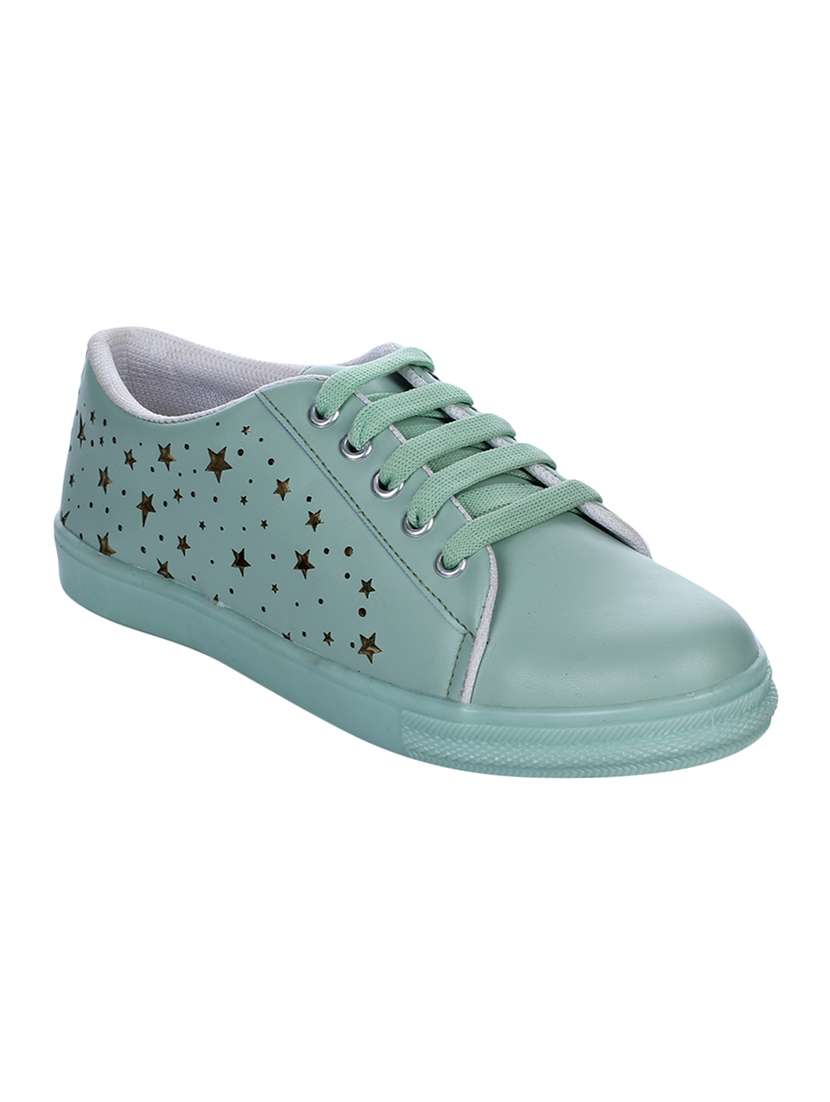 sea green lace-up sneakers