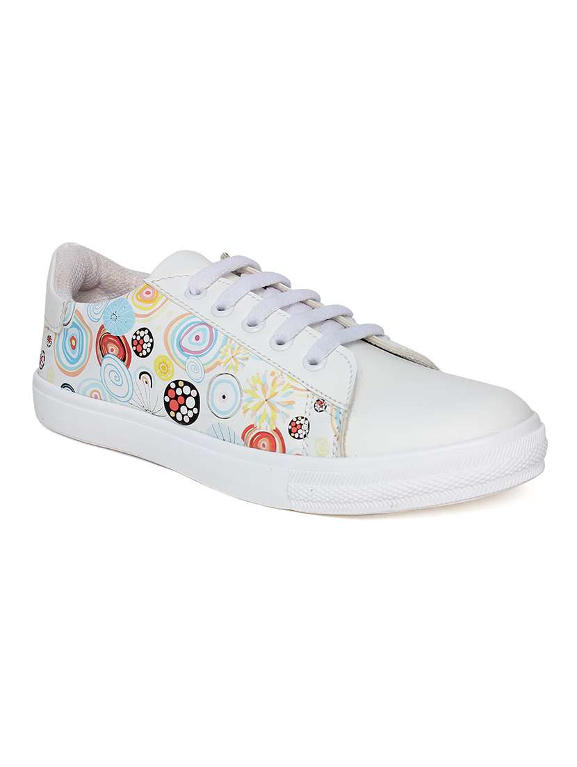 white lace-up sneakers