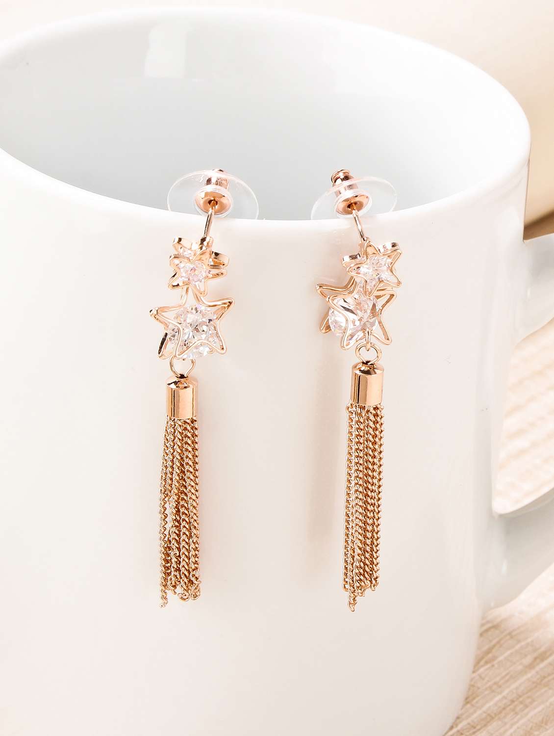 copper metal drop earrings