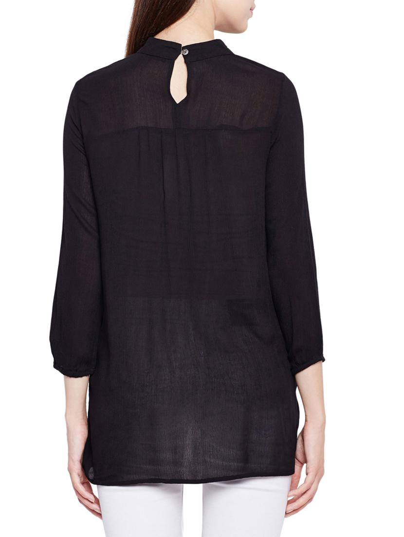 contrasting lace trim detail tunic - 15431332 - Standard Image - 2