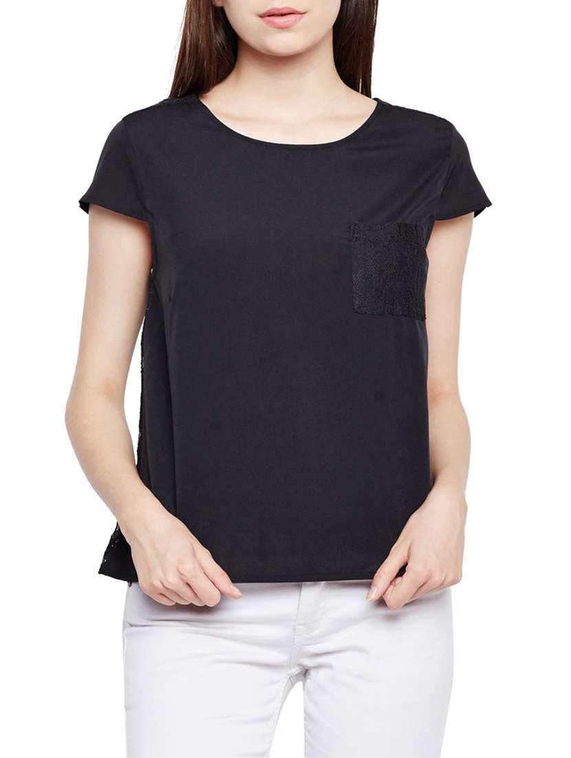women's straight round neck top