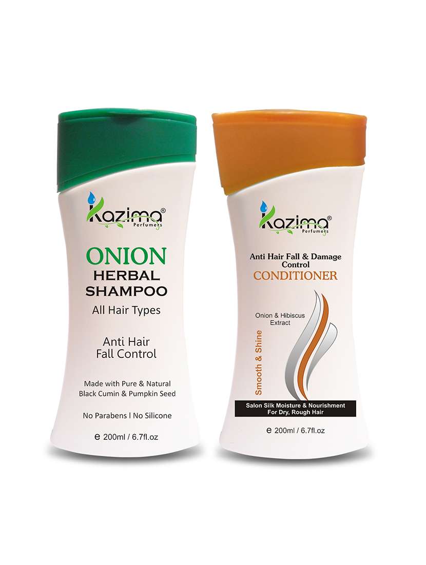 kazima onion herbal shampoo  + damage control conditioner 